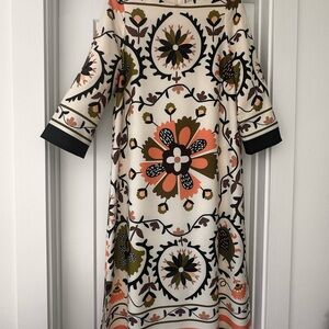 Tuckernuck Floral Shift Dress with Orange and Olive Accents